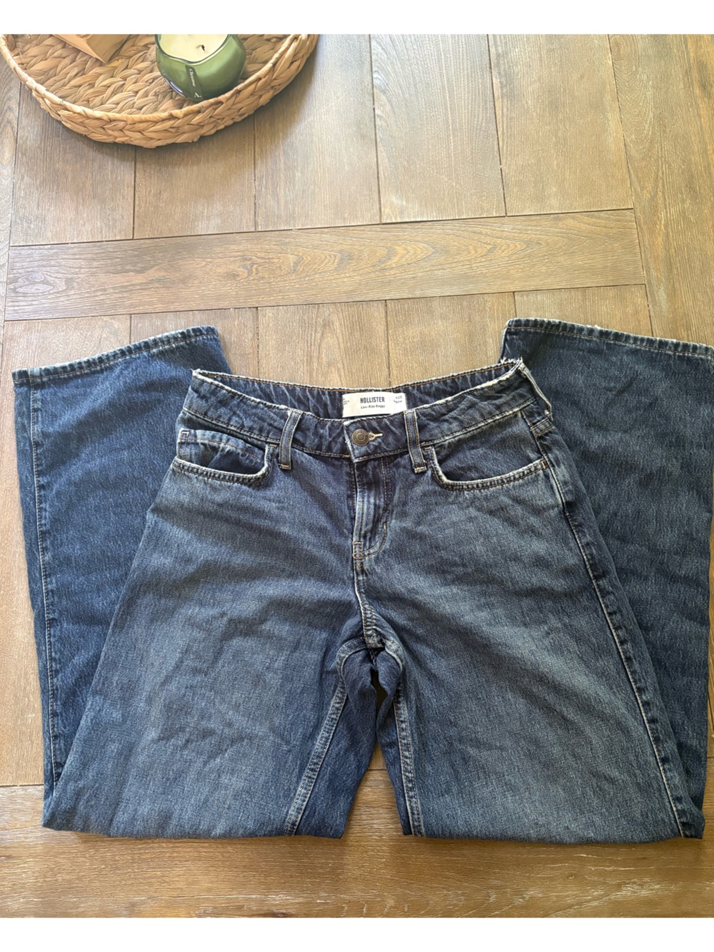 Hollister Low-Rise Baggy Jeans W28 6 Regular Dark Wash Wide Leg Y2K